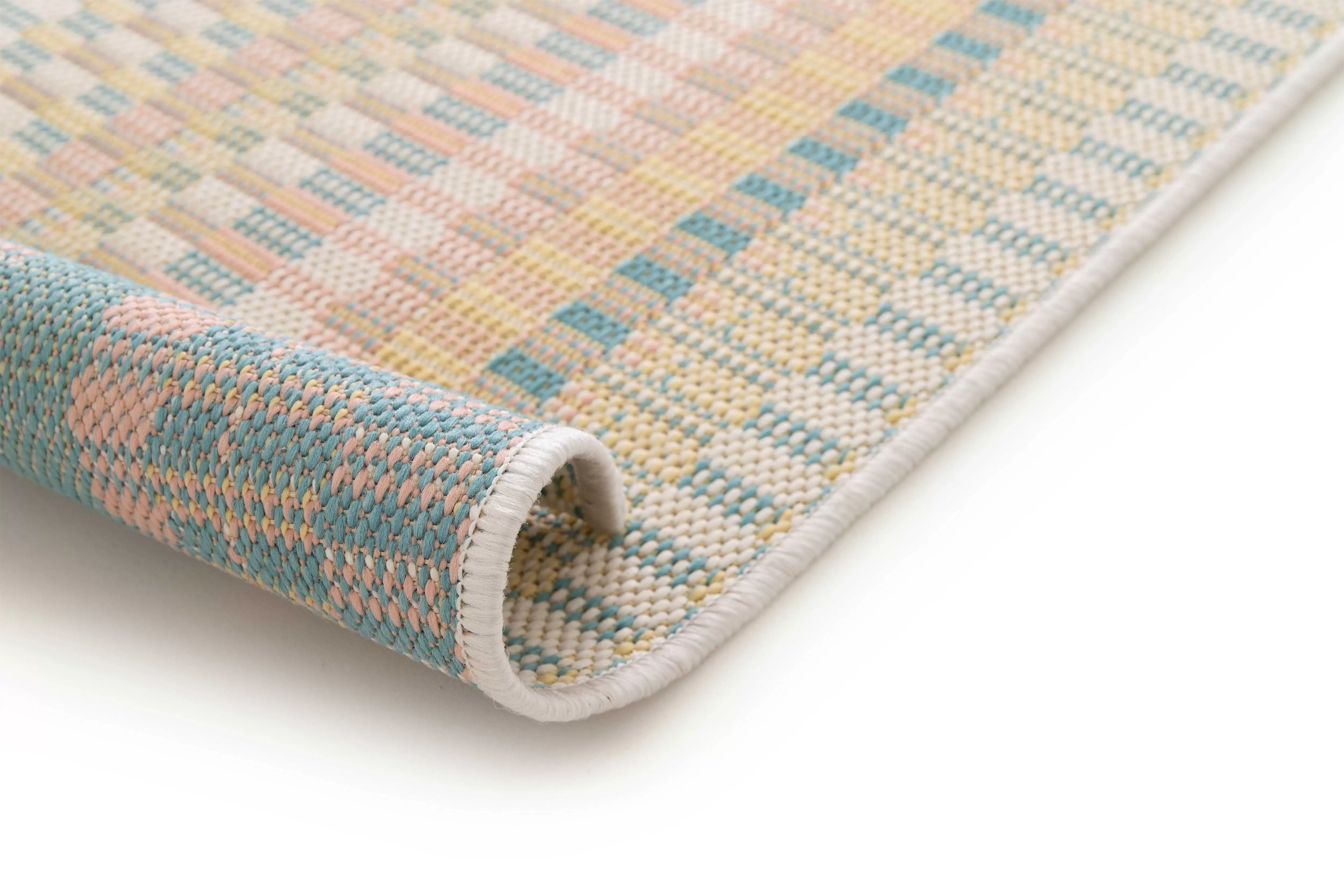 Illustration numéro 3 du produit Tapis d'extérieur à rayures beige/bleu/rose 80x150 cm