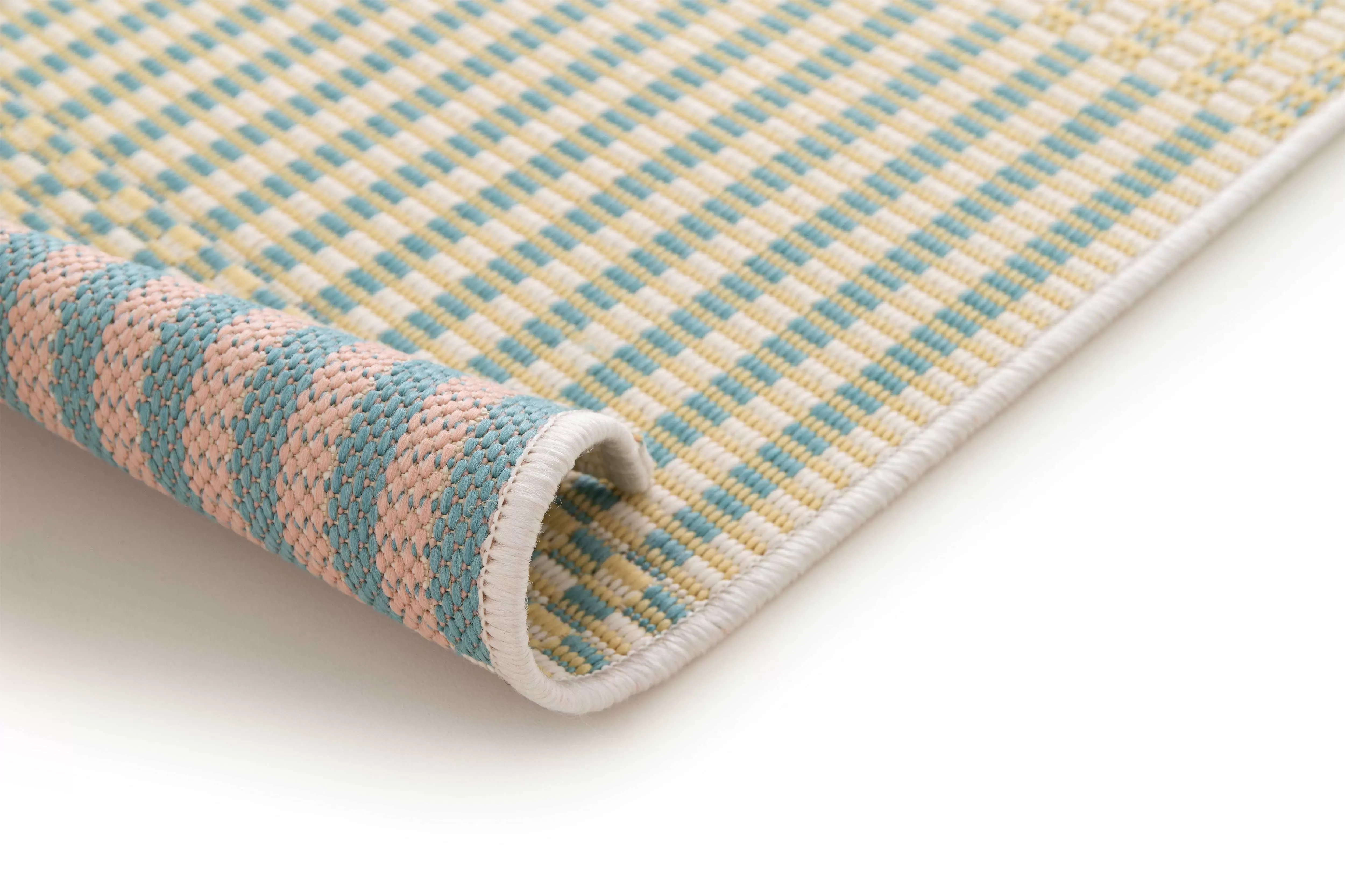 Illustration numéro 3 du produit Tapis d'extérieur à rayures beige/bleu/rose 160x230 cm