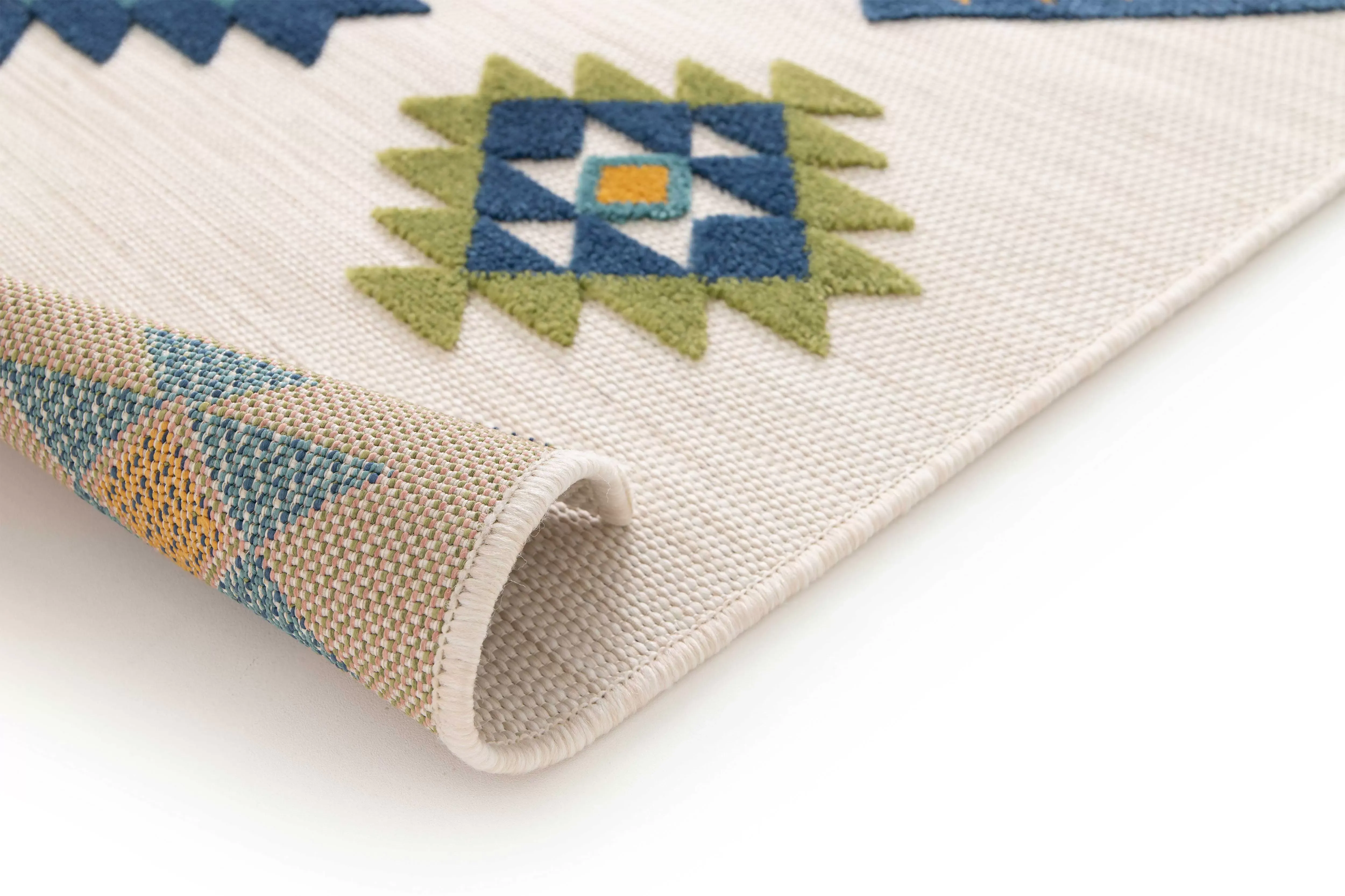 Illustration numéro 3 du produit Tapis d'extérieur a relief blanc/bleu/jaune 80x150 cm