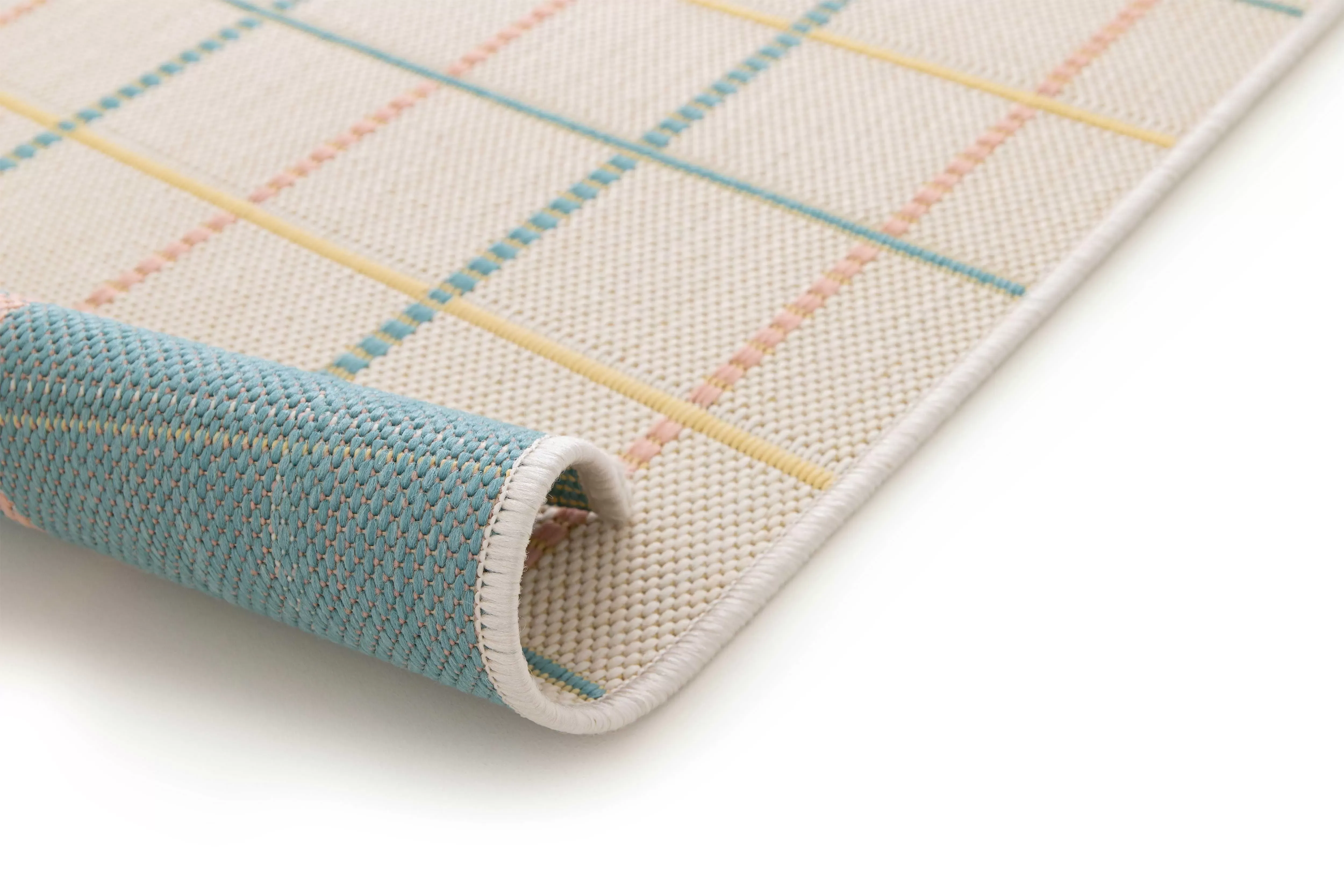 Illustration numéro 3 du produit Tapis d'extérieur à carreaux beige/bleu/rose 80x150 cm