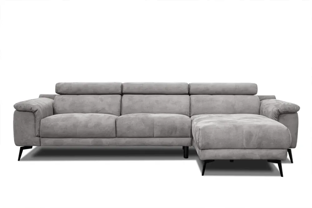 Illustration numéro 3 du produit Canapé d’angle 4 places avec appuie-tête réglables, gris