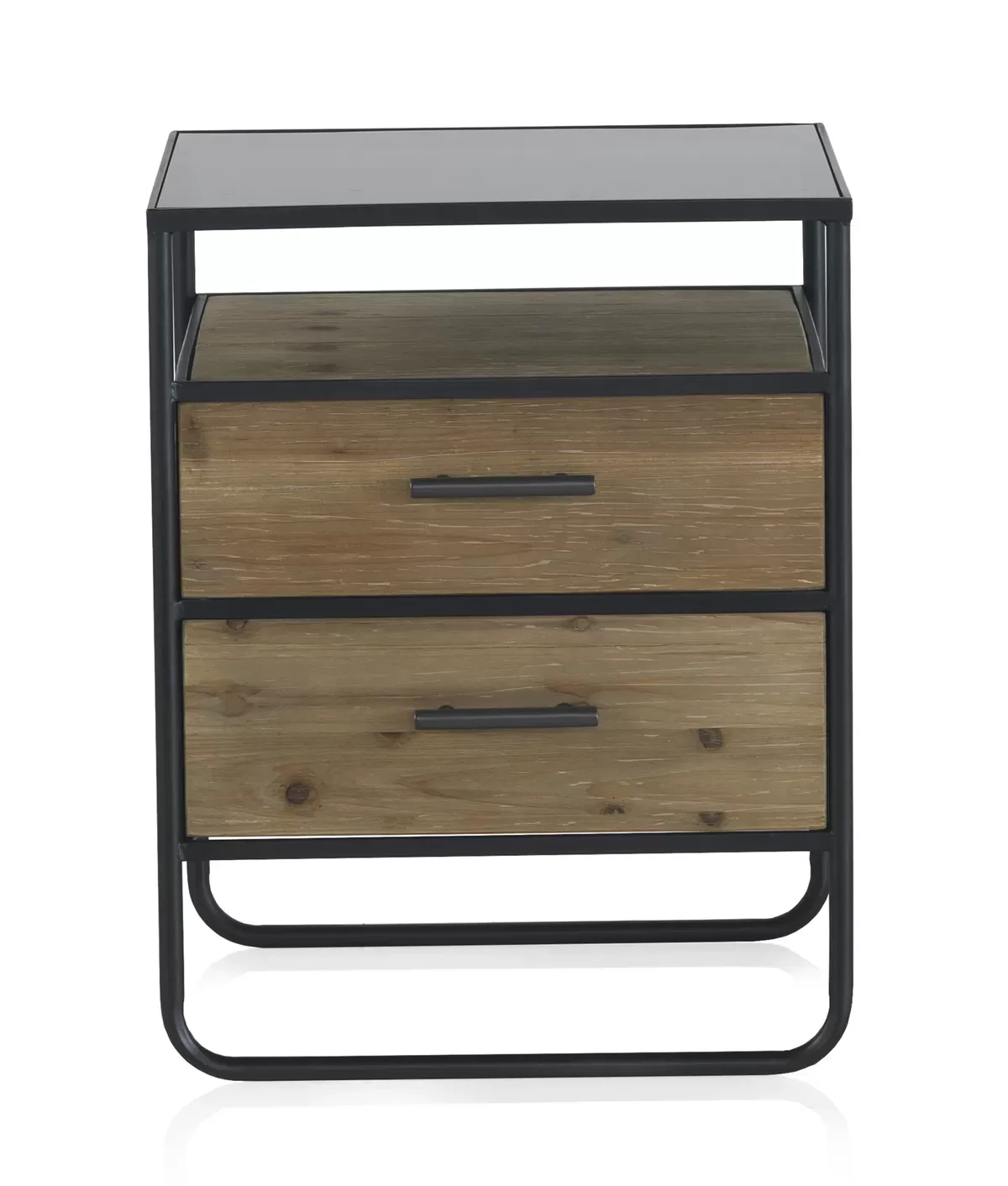 Illustration numéro 3 du produit Table de chevet 2 tiroirs en sapin et fer