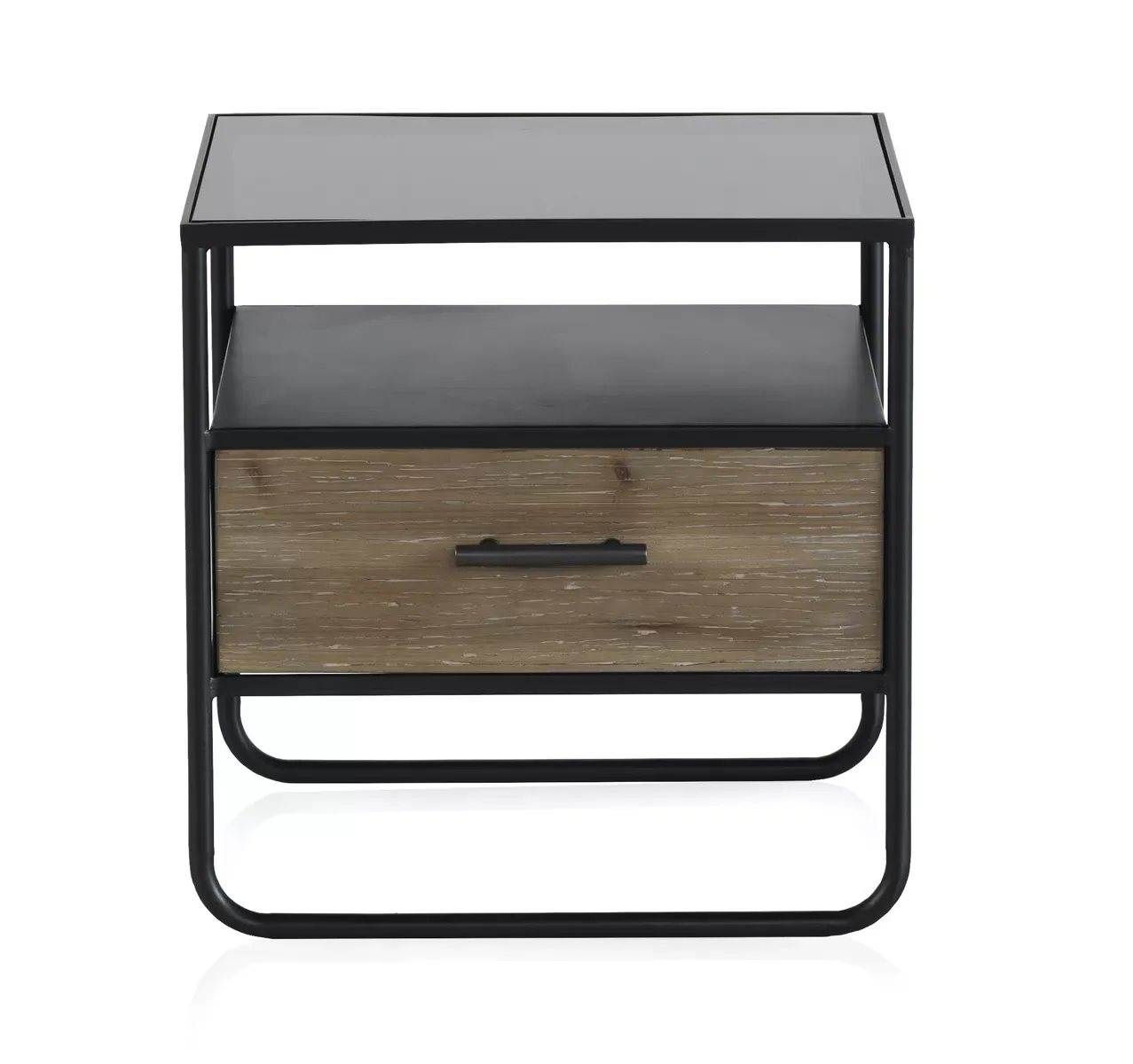 Illustration numéro 3 du produit Table de chevet 1 tiroir en bois d'épicéa et fer