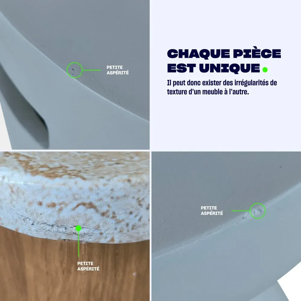 Illustration numéro 3 du produit Table à manger 4 personnes ronde effet travertin - Beige