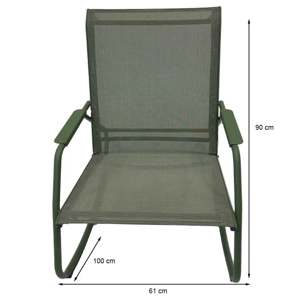 Illustration numéro 3 du produit Fauteuil à bascule en acier et textilène kaki