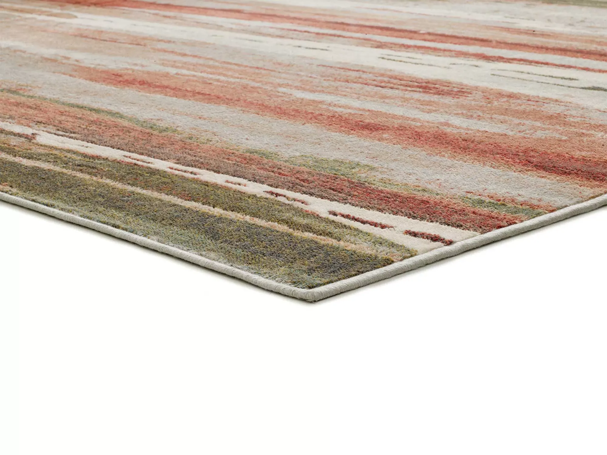 Illustration numéro 3 du produit Tapis en viscose géométrique beige/rouille/vert  135x195 cm