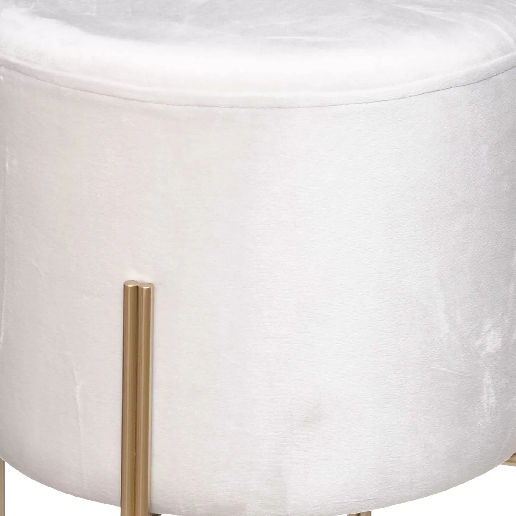 Illustration numéro 3 du produit Pouf rond en métal et velours métal/velours ivoire Ø 34xH. 40 cm