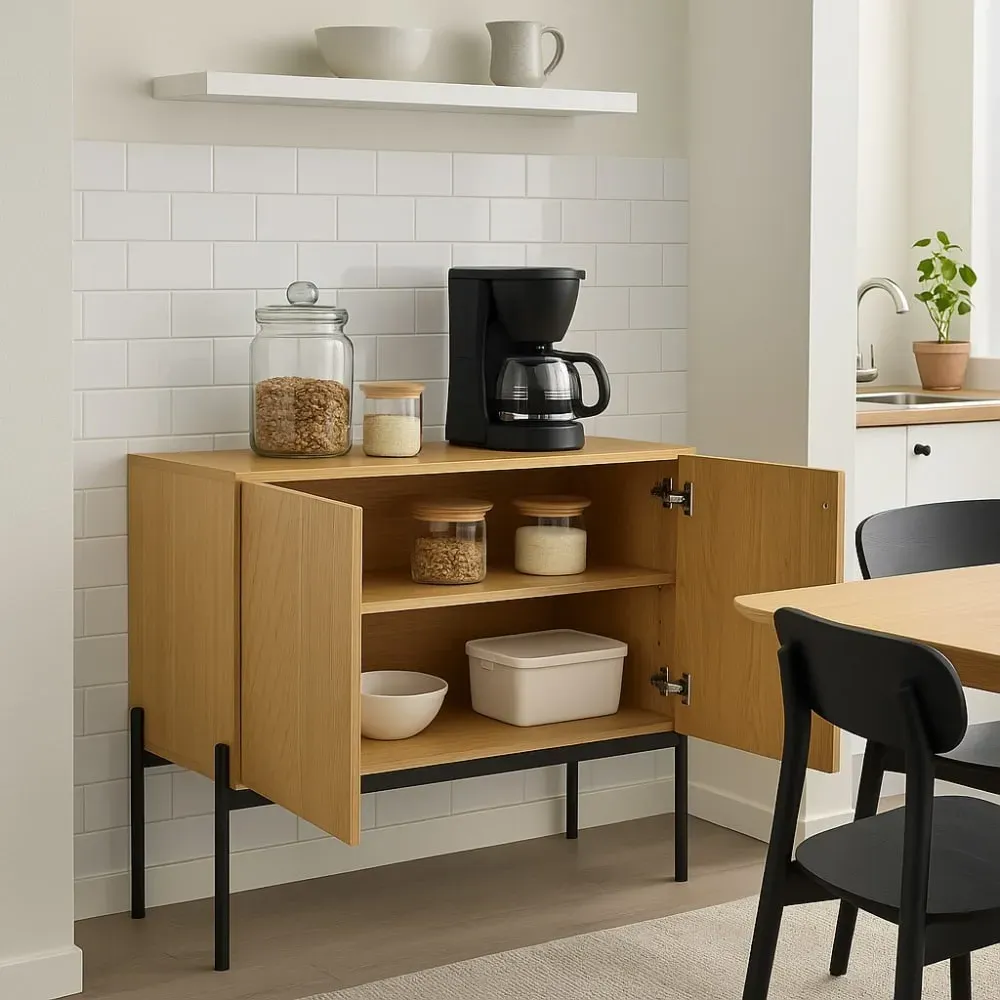 Illustration numéro 3 du produit Buffet de salon en bois à motifs géométriques