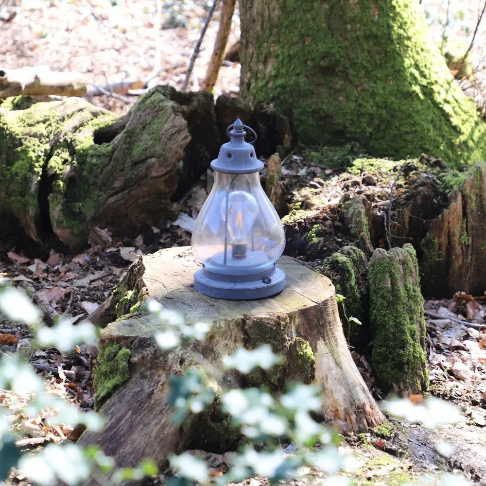 Illustration numéro 3 du produit Lanterne pétrole jardin à poser bougie industrielle métal gris 34cm