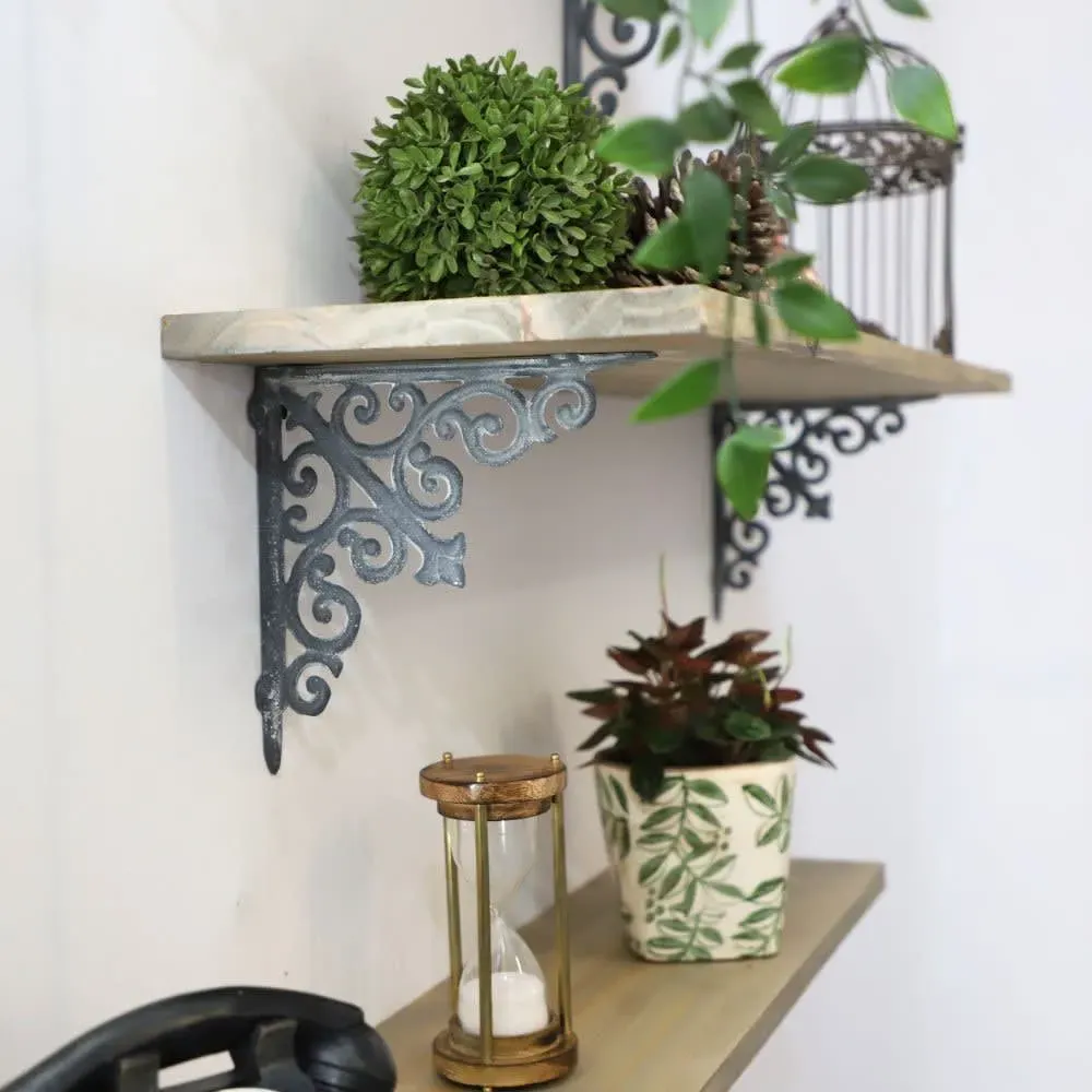 Illustration numéro 3 du produit Equerre fixation étagère vintage ancienne fonte grise 20 x 21 cm