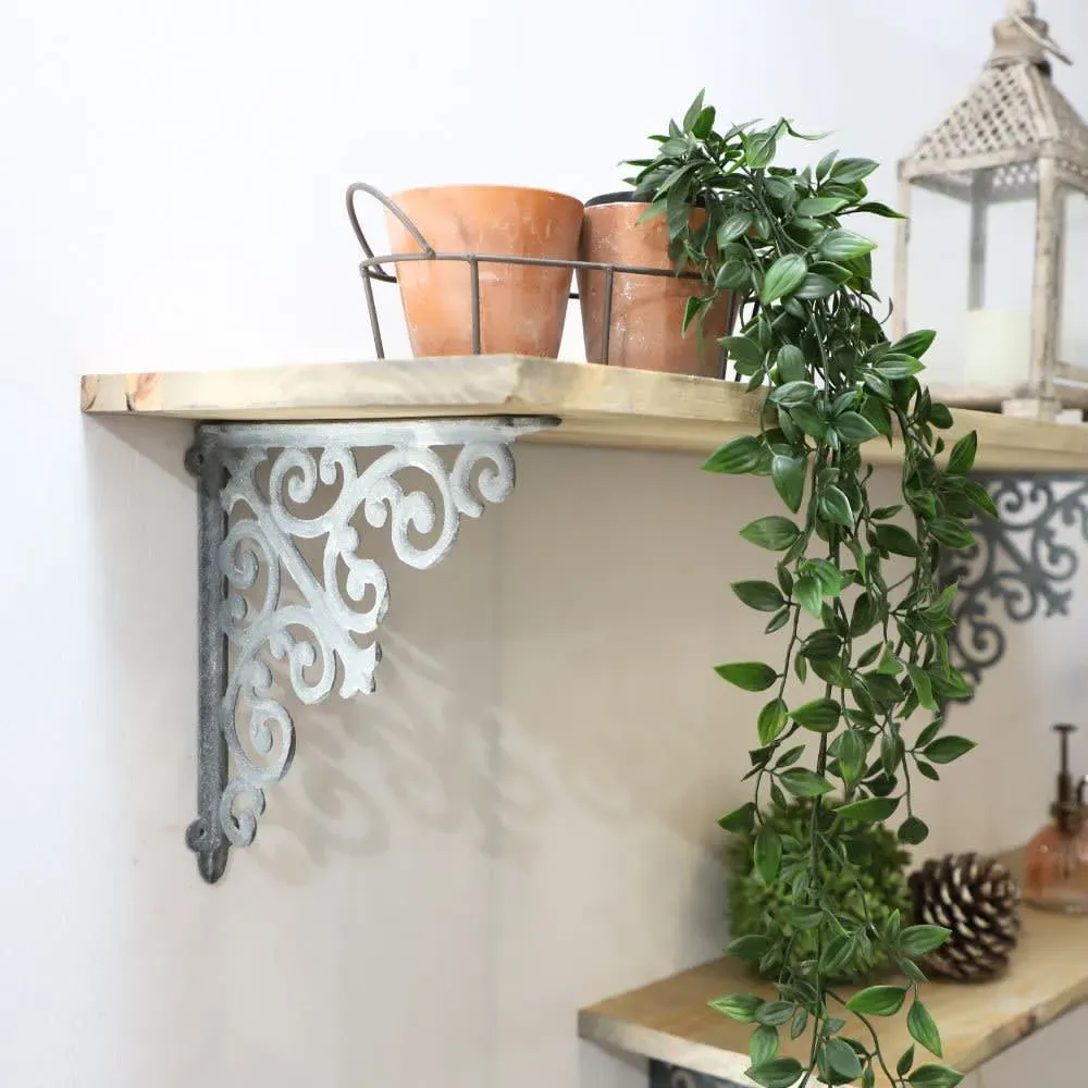 Illustration numéro 3 du produit Equerre fixation étagère vintage ancienne fonte grise 25 x 25 cm