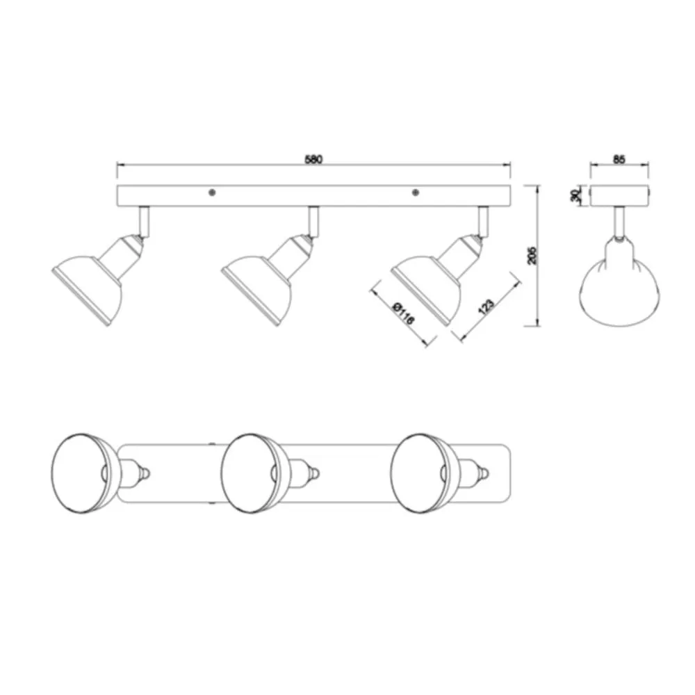 Illustration numéro 3 du produit Plafonnier/applique 3xe14 nickel antique et bois clair