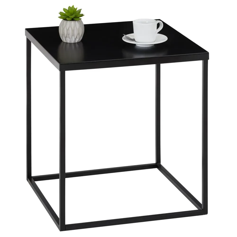 Illustration numéro 3 du produit Table d'appoint avec plateau en métal laqué, noir