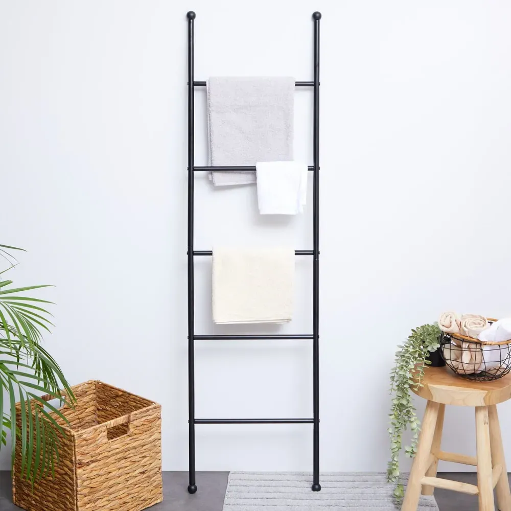 Illustration numéro 3 du produit Echelle porte-serviettes 5 barreaux en métal noir