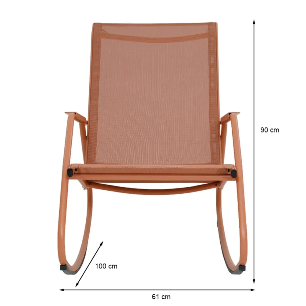 Illustration numéro 3 du produit Fauteuil à bascule en acier et textilène pêche