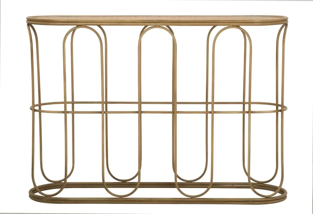 Illustration numéro 3 du produit Console en fer et bois marron 110x32x77 cm