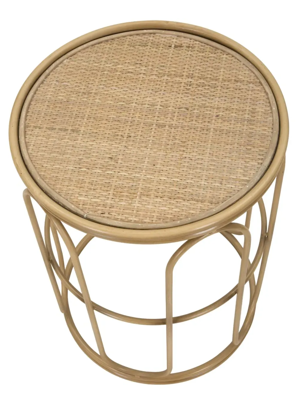 Illustration numéro 3 du produit Table basse ronde en fer et bois brun Ø 40x55 cm