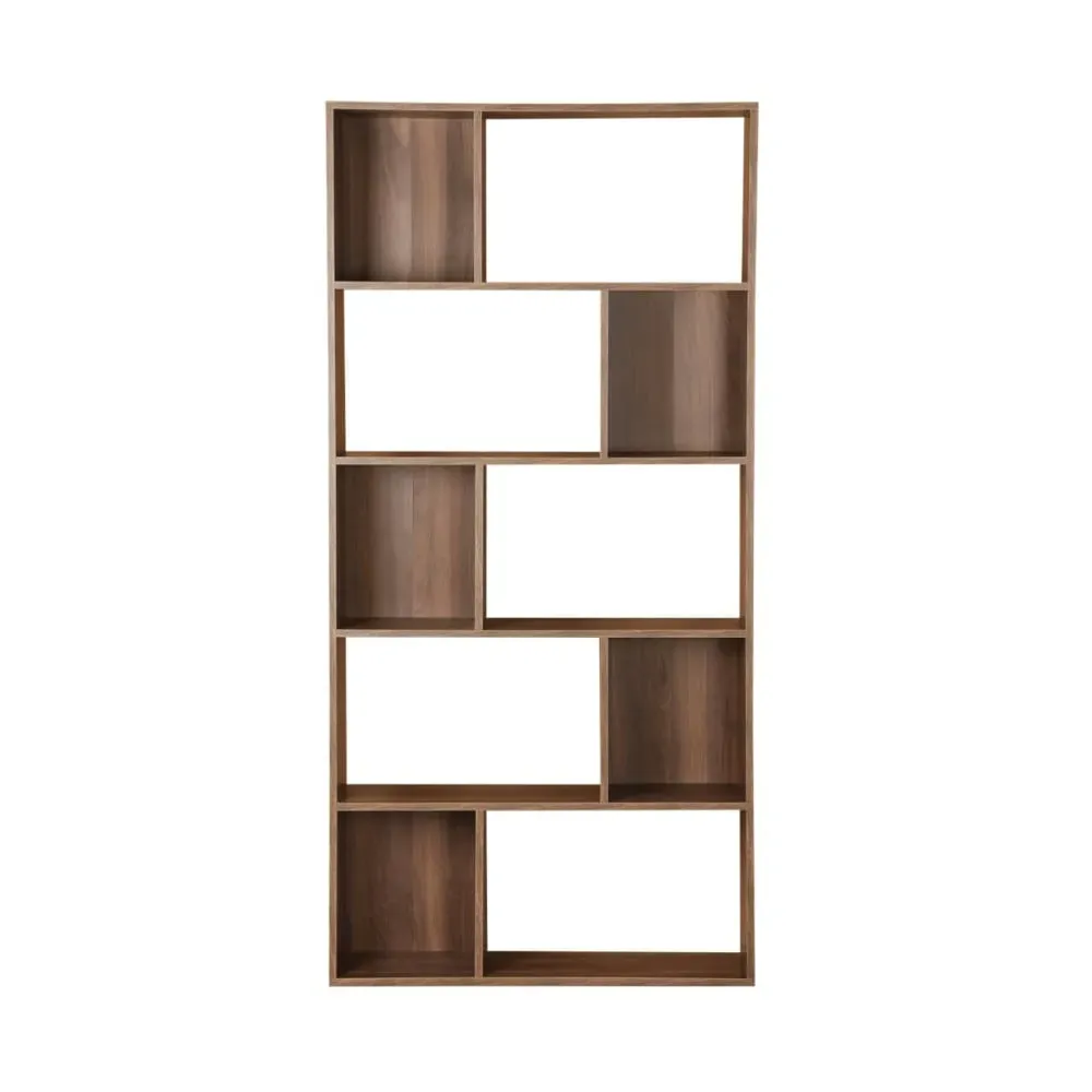 Illustration numéro 3 du produit Bibliothèque design asymétrique, couleur bois foncé