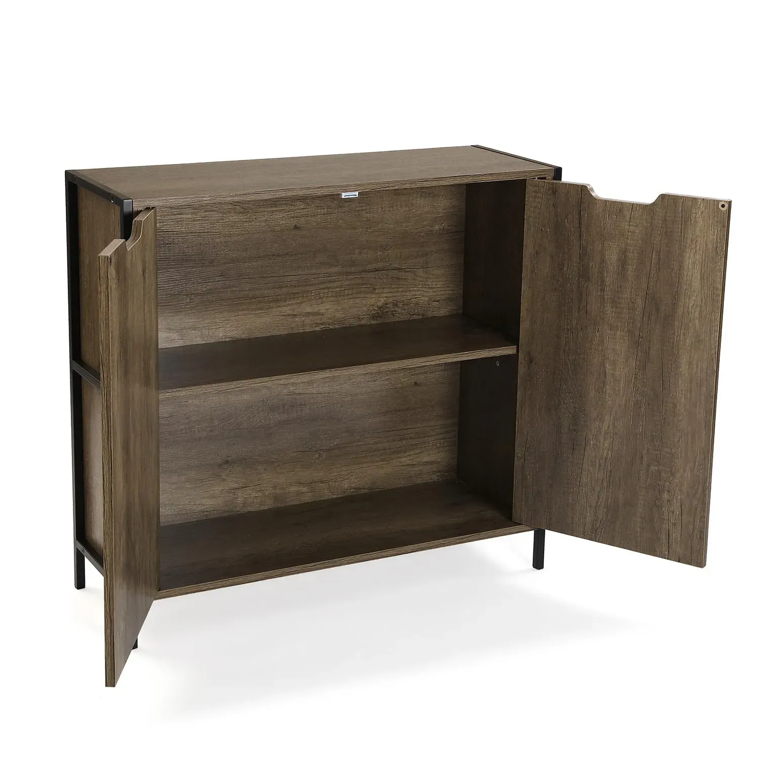 Illustration numéro 3 du produit Buffet 2 portes en aggloméré imitation bois marron et noir