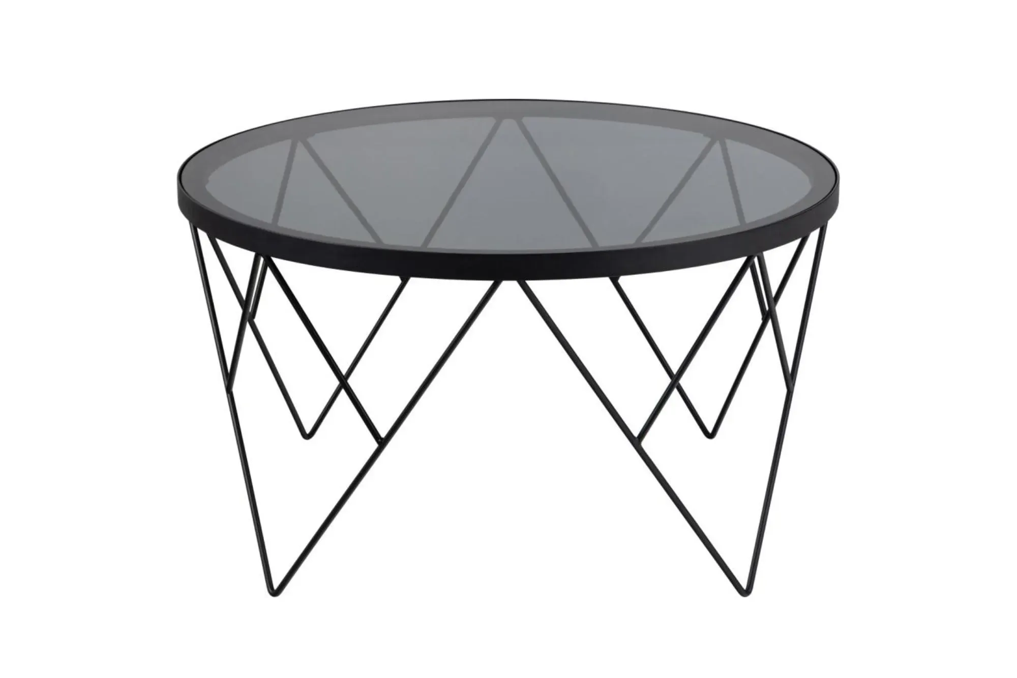 Illustration numéro 3 du produit Table basse ronde en verre fumé et métal noir D80