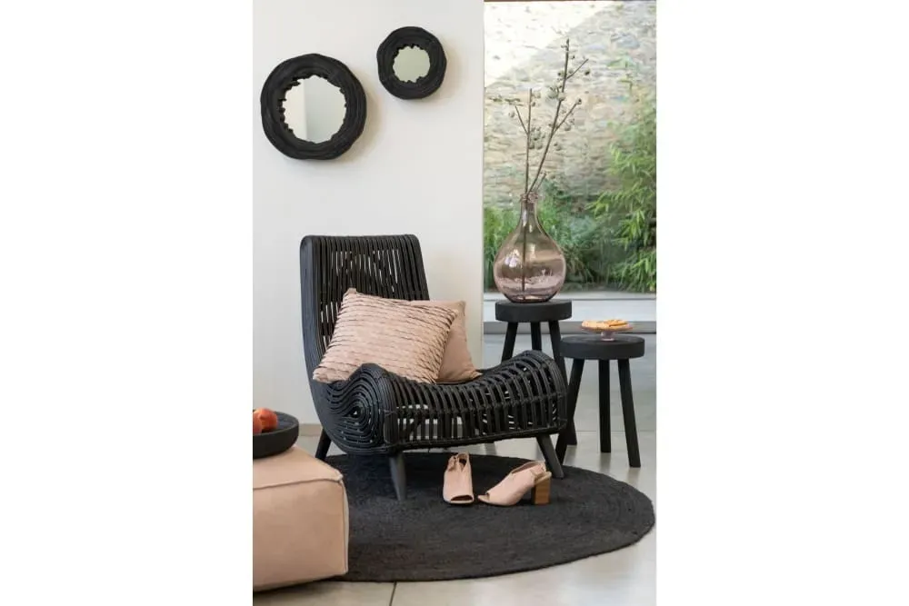 Illustration numéro 3 du produit Set de 2 tabourets ronds en bois massif noir