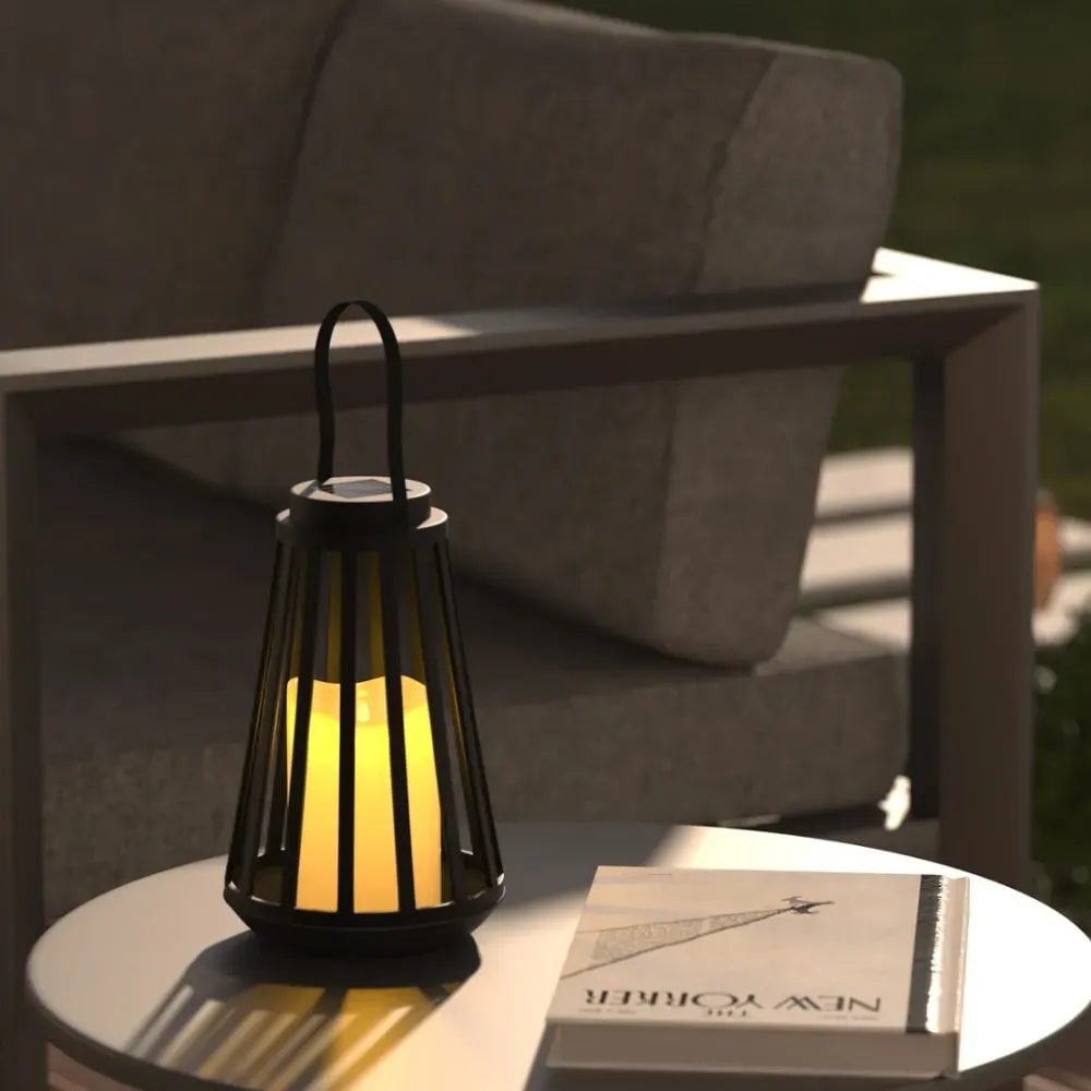 Illustration numéro 3 du produit Lanterne solaire extérieure plastique noir 14.5x21.5 cm