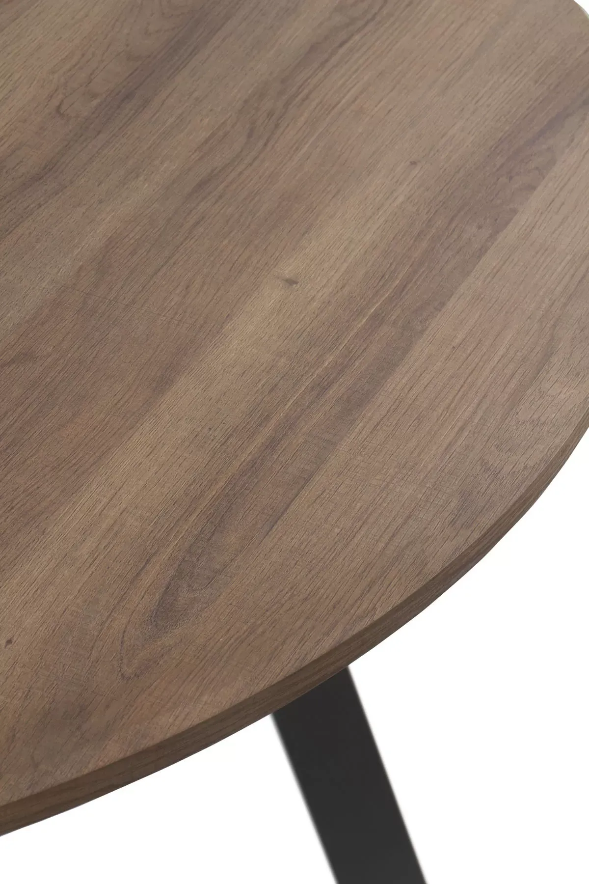 Illustration numéro 3 du produit Table en mélamine effet bois de chêne avec pieds en métal 110 diamètre