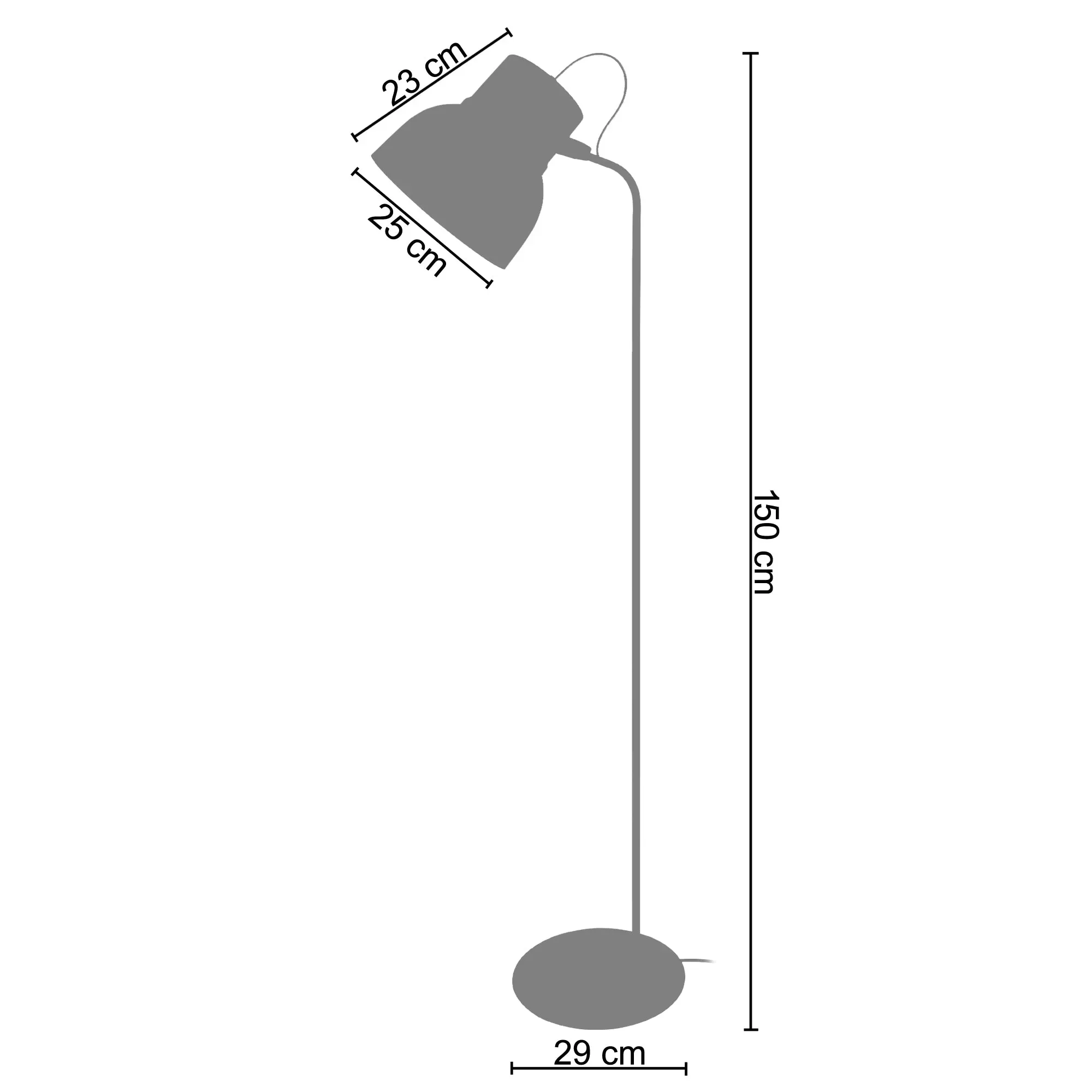 Illustration numéro 3 du produit Lampadaire liseuse  métal,Blanc   ,H150x D29xP29cm