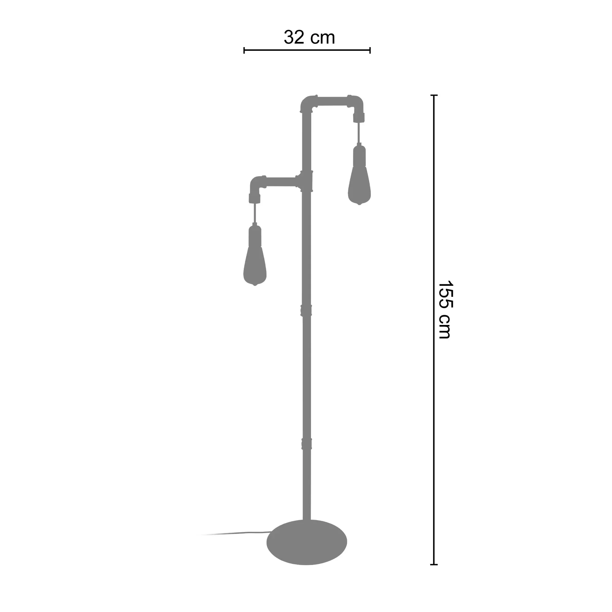 Illustration numéro 3 du produit Lampadaire  métal,Noir ,H 155xD 32x P 32cm