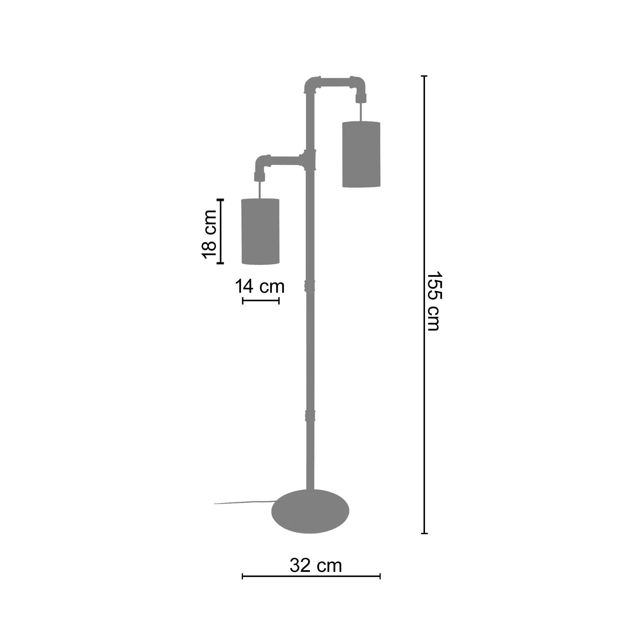 Illustration numéro 3 du produit Lampadaire  métal,Noir ,H155xD32xP32cm