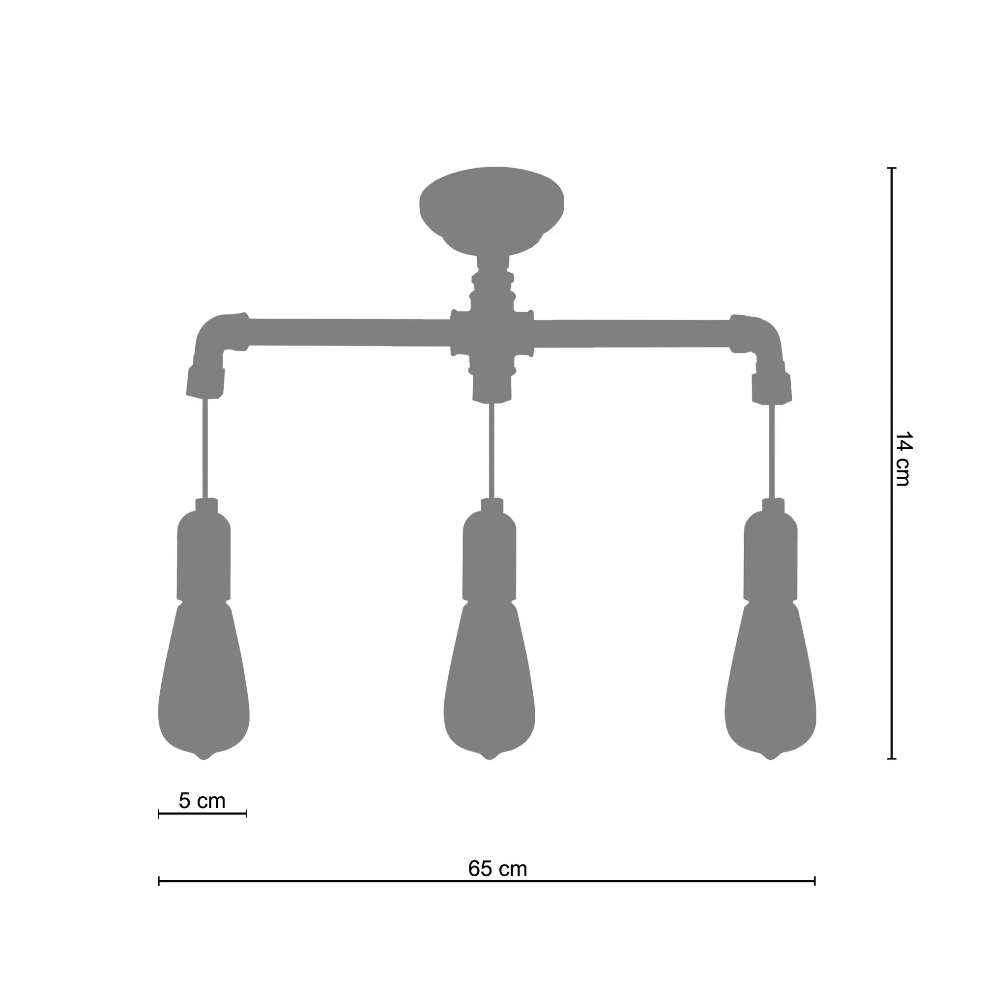 Illustration numéro 3 du produit Plafonnier  métal,Noir , H 14xD5x P 65cm