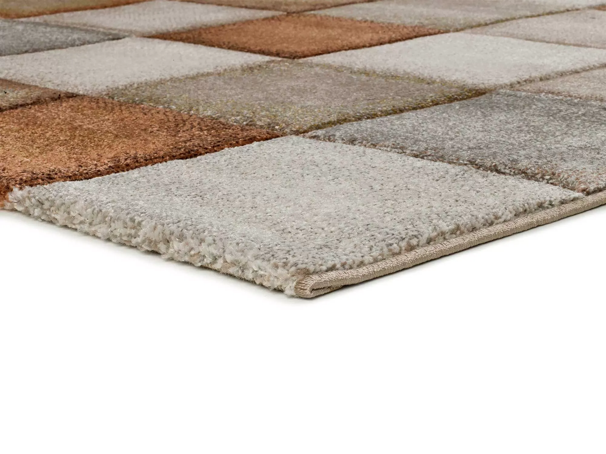 Illustration numéro 3 du produit Tapis damier rouille/beige/gris 200x290 cm