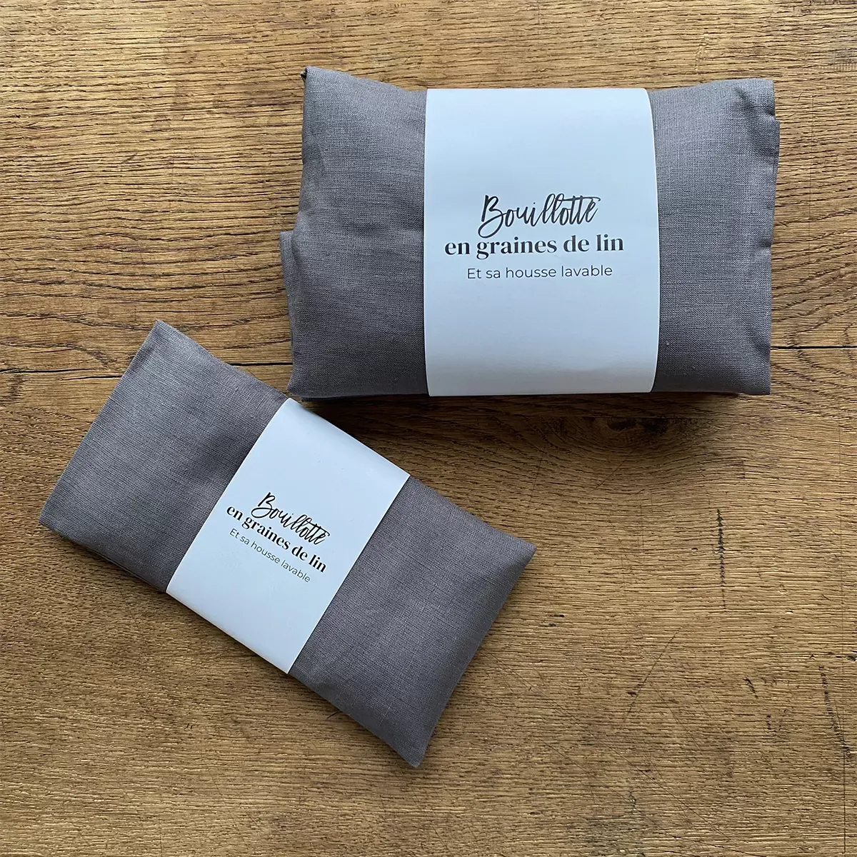 Illustration numéro 3 du produit Bouillotte en graines de lin gris 10x20