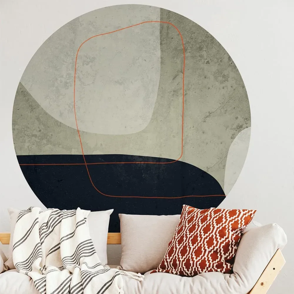 Illustration numéro 3 du produit Papier Peint fresque abstraite ligne orange 90x90cm