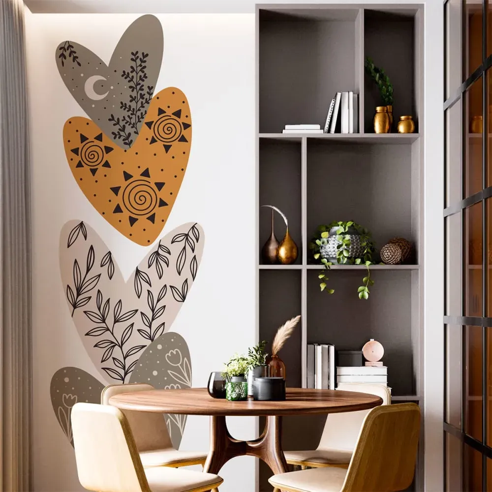 Illustration numéro 3 du produit Papier Peint cœurs ethnique 90x90cm