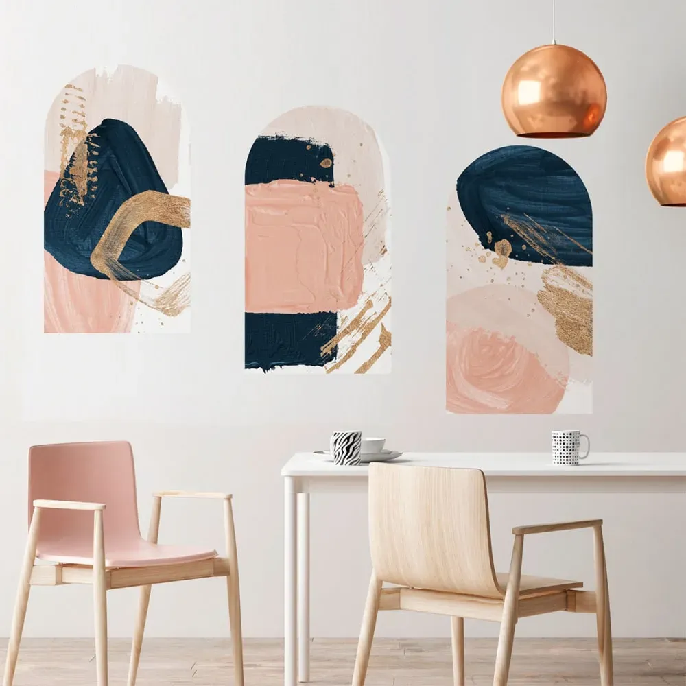 Illustration numéro 3 du produit Papier Peint arches abstraits roses et bleus 90x135cm