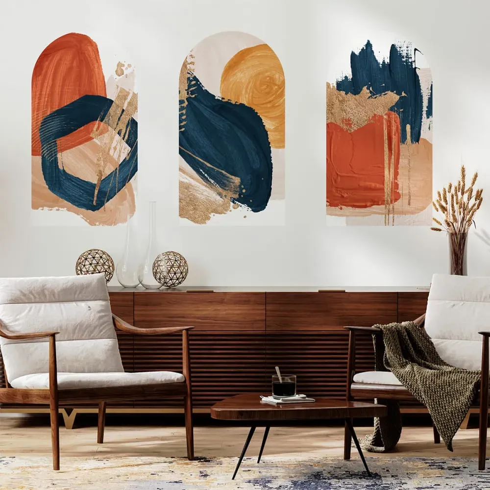 Illustration numéro 3 du produit Papier Peint arches abstraits rouges et bleus 90x135cm