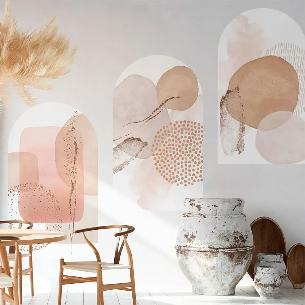 Illustration numéro 3 du produit Papier Peint arches abstraits aquarelles beiges 200x120cm