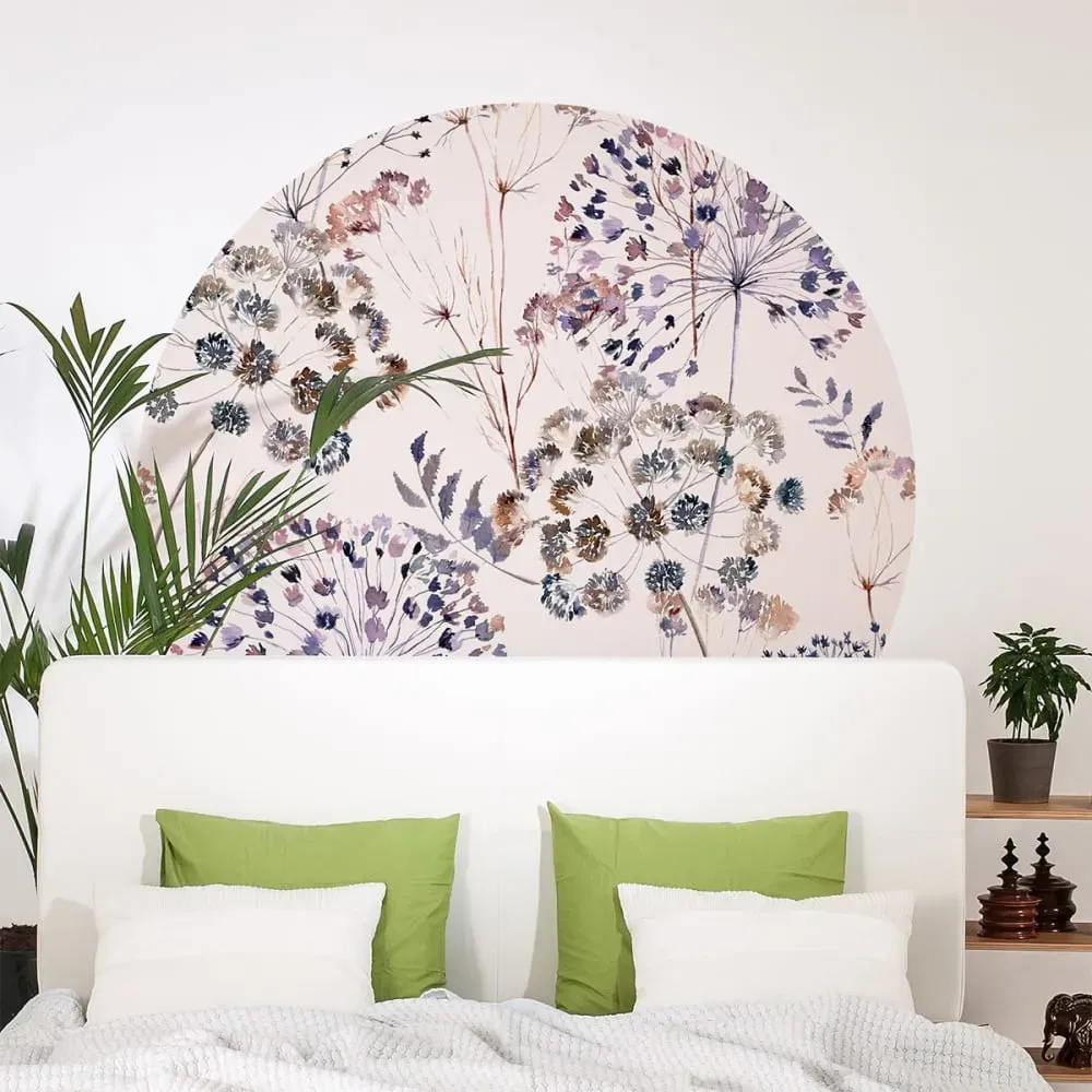 Illustration numéro 3 du produit Papier Peint fresque fleurs champêtre vintage aquarelle clai 90x90cm