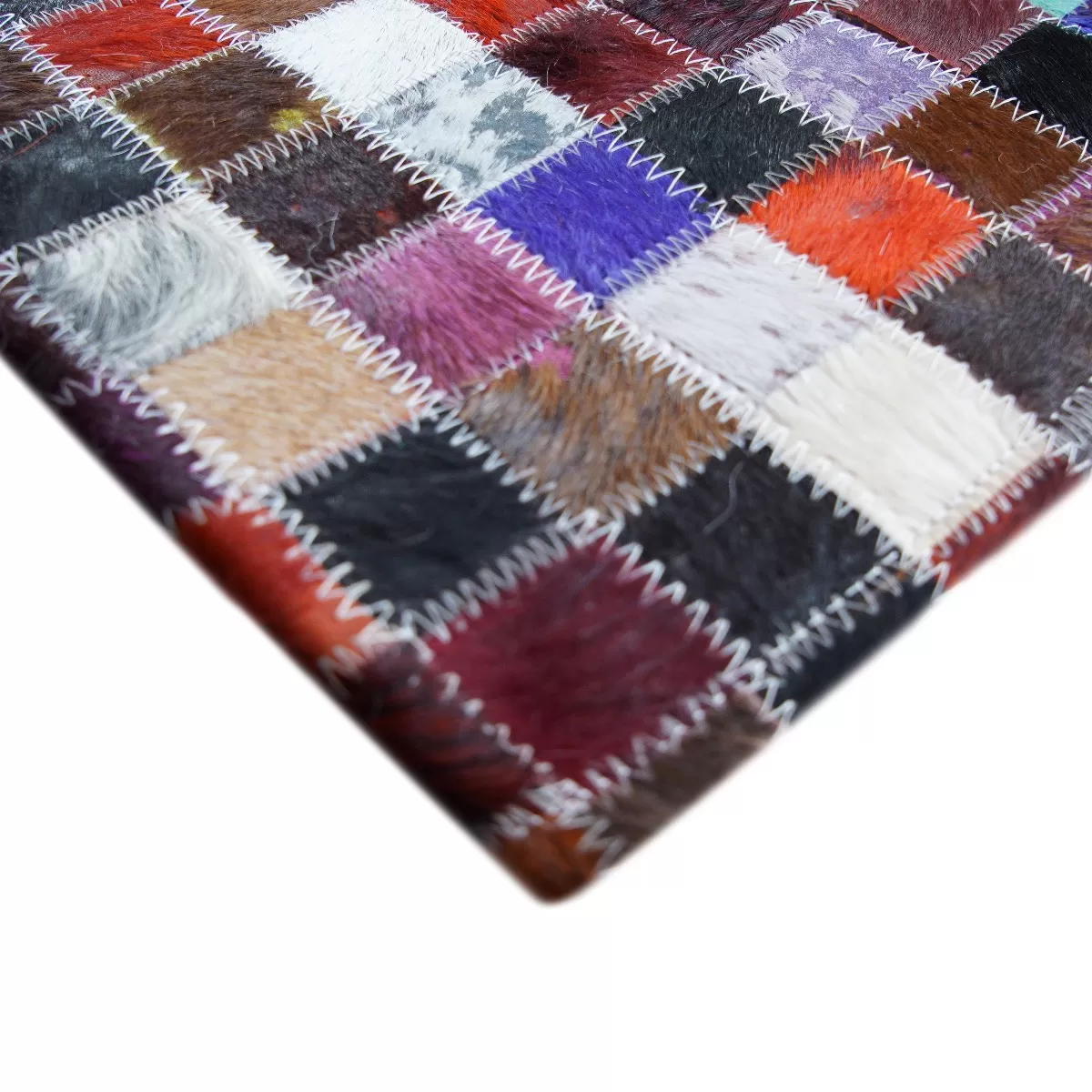Illustration numéro 3 du produit Tapis en cuirs recyclés motif mosaïque marron multi 160x230