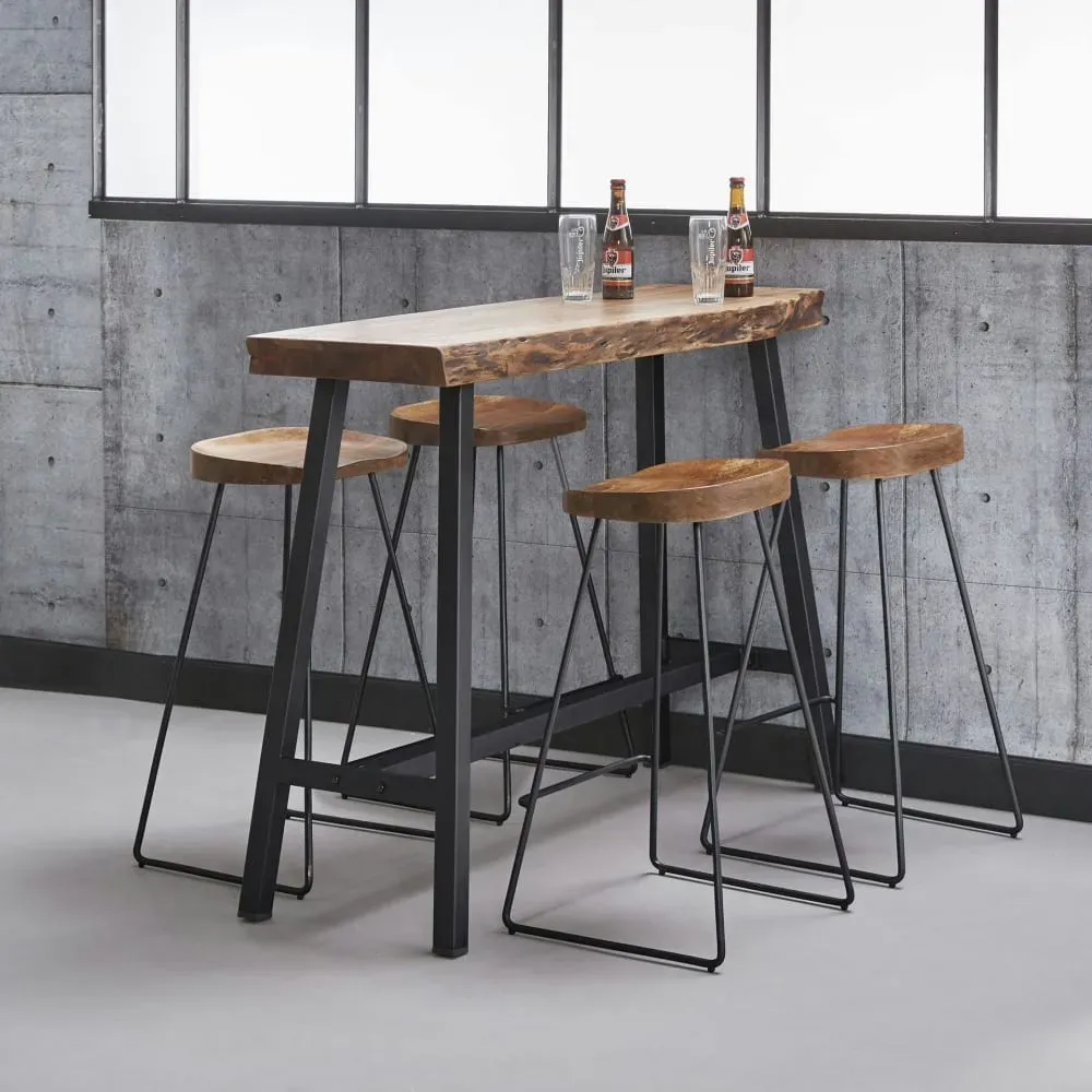 Illustration numéro 3 du produit Tabouret de bar avec assise ergonomique en acacia massif