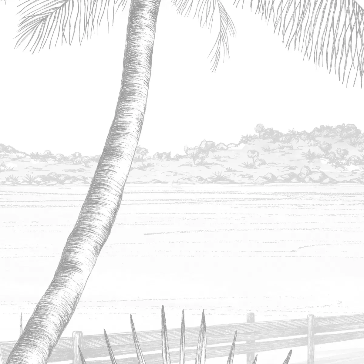 Illustration numéro 3 du produit Papier peint panoramique echappée tropicale gris 300x250cm