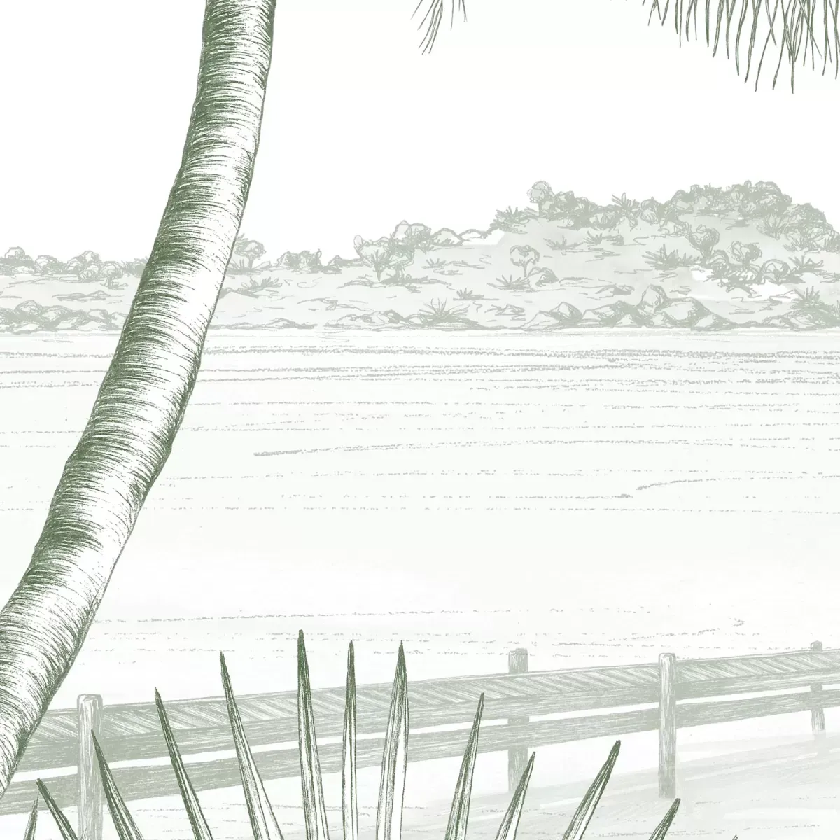 Illustration numéro 3 du produit Papier peint panoramique echappée tropicale vert 150x250cm