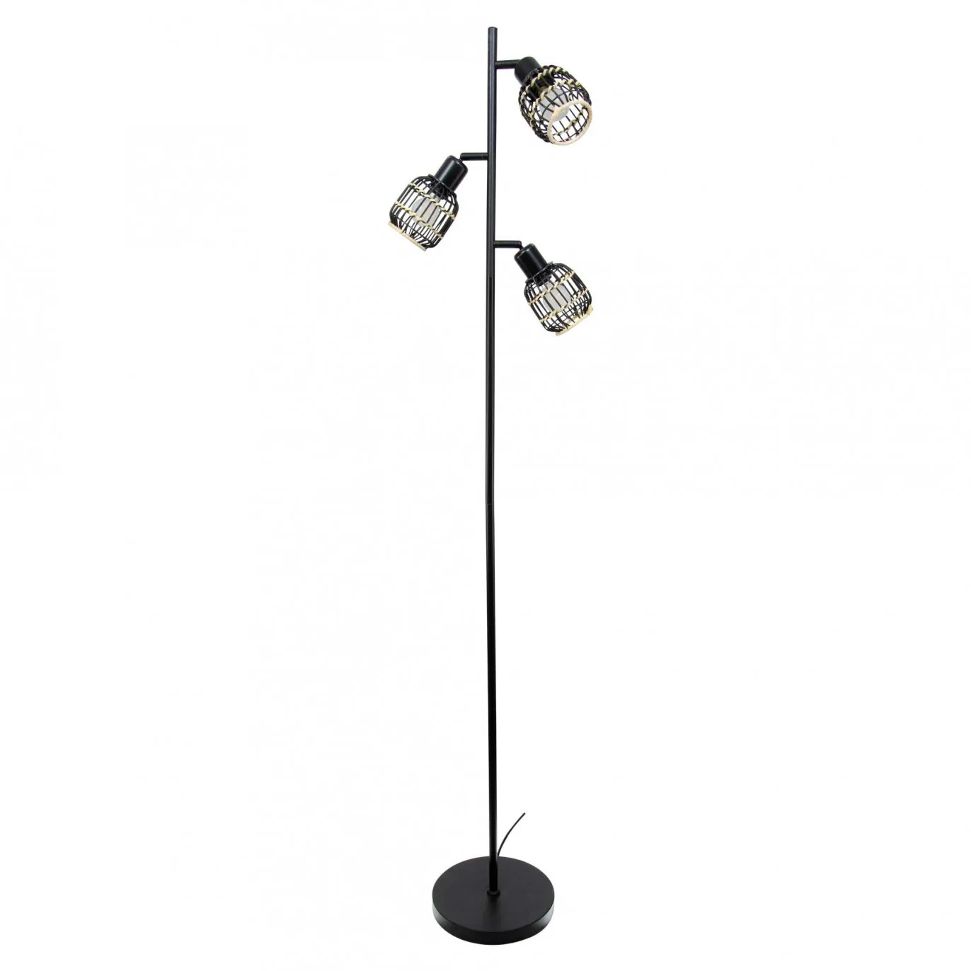 Illustration numéro 3 du produit Lampadaire 3 lumières en rotin noir et naturel