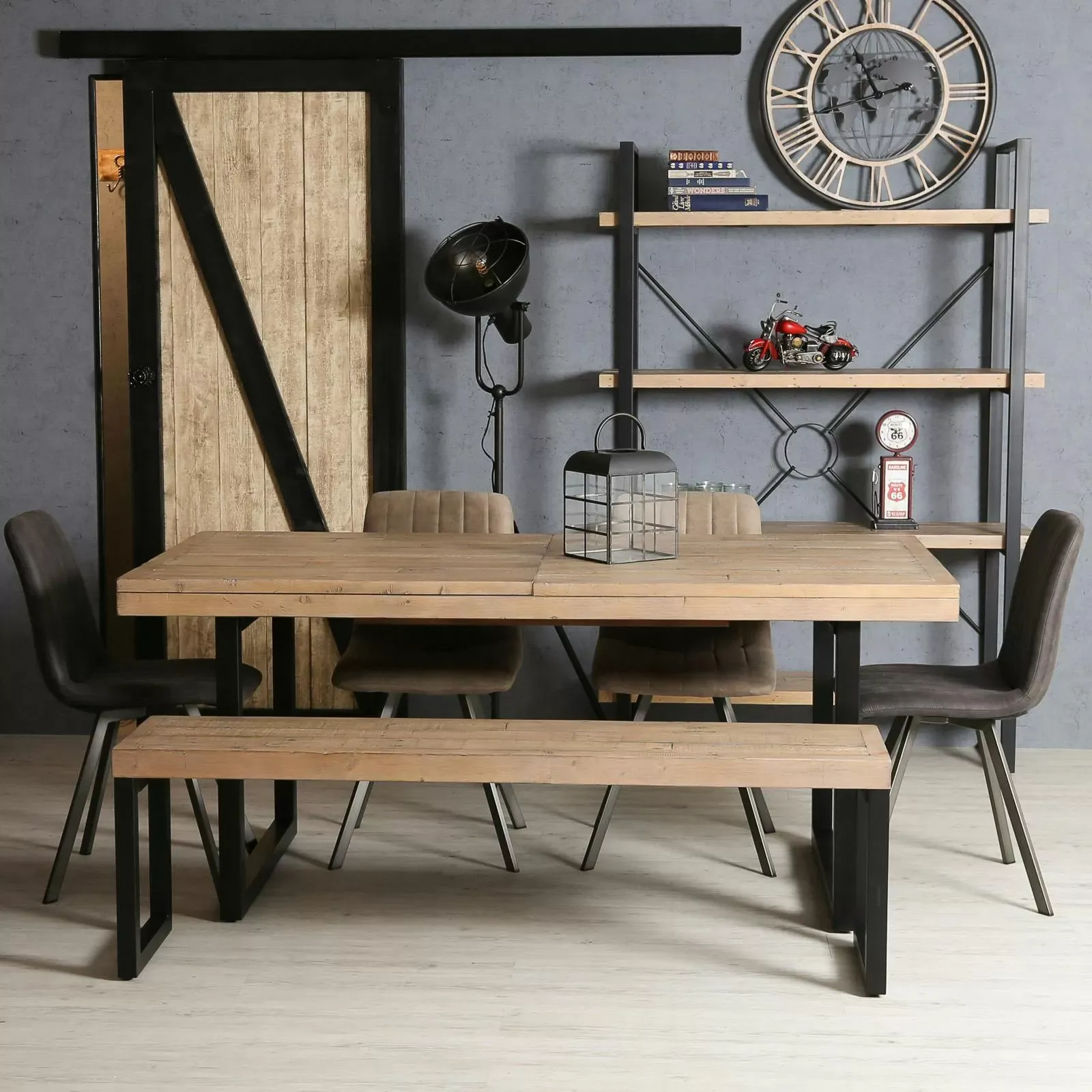 Illustration numéro 3 du produit Banc de table industriel en bois recyclé L155cm