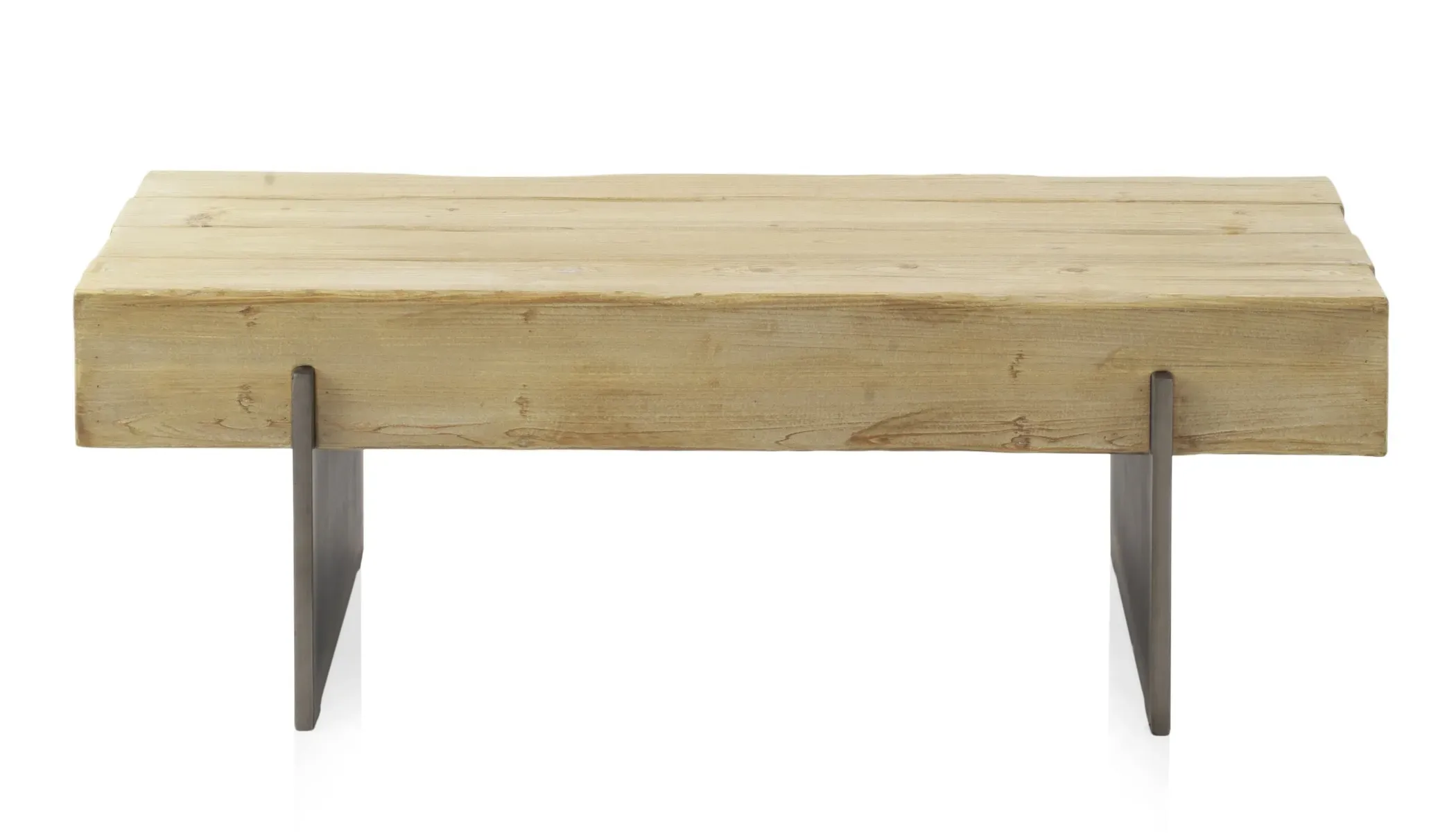 Illustration numéro 3 du produit Table basse plaquée en sapin avec pieds laqués en couleur métallique