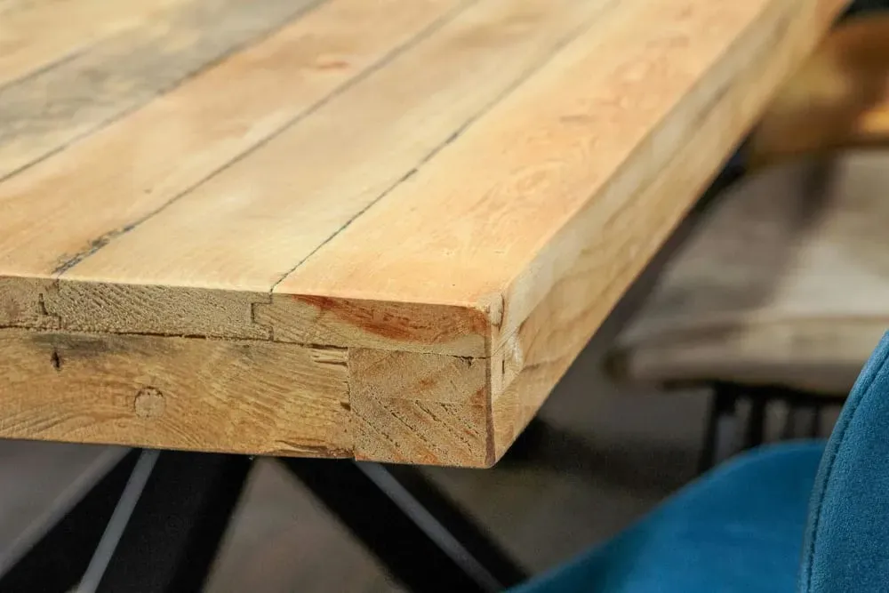 Illustration numéro 3 du produit Table à manger en bois recyclé pied mikado métal noir L200cm