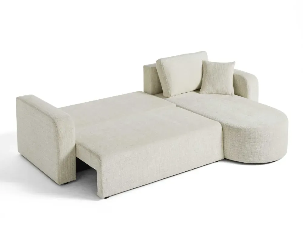 Illustration numéro 3 du produit Canapé d'angle réversible convertible 4 places en velours texturé