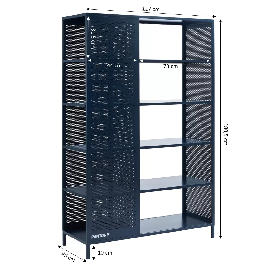 Illustration numéro 3 du produit Bibliothèque métal bleu nuit h180cm