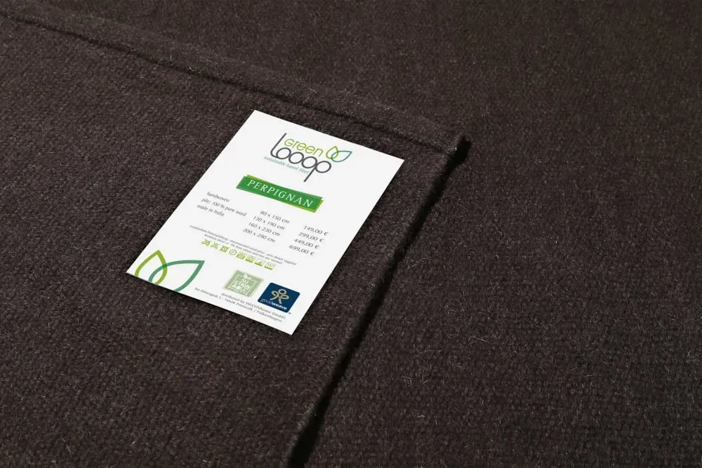 Illustration numéro 3 du produit Tapis tissé main 100% laine marron 80x150